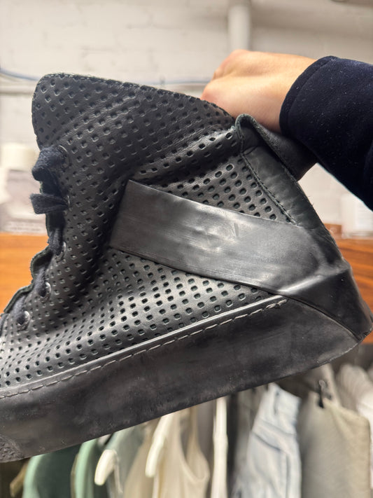 Boris Bidjan Saberi Lazer Cut Calfskin Leather High Top Sneakers