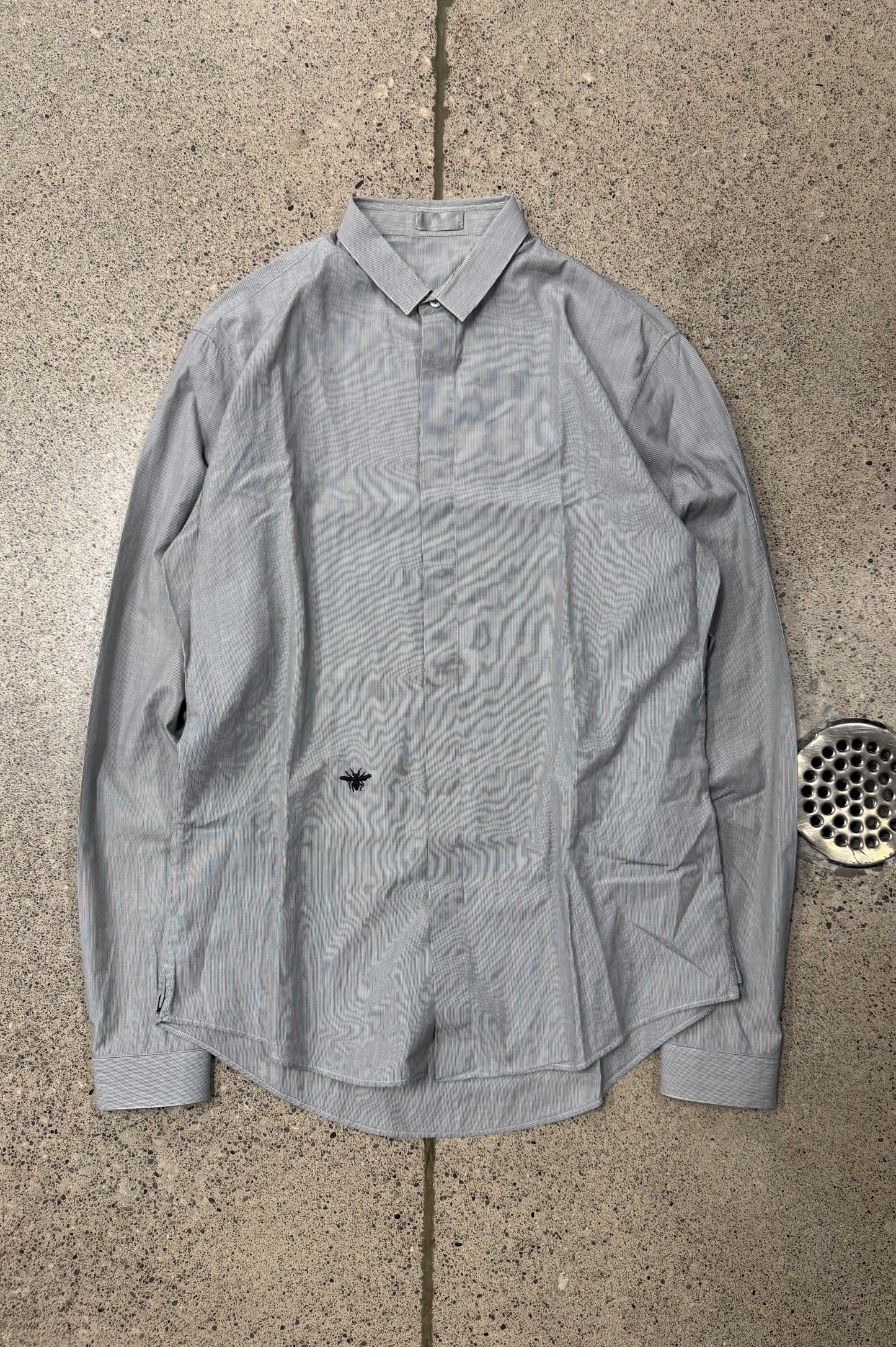 Dior ‘Bee Motif’ Pinstripe Embroidered Button Down Shirt