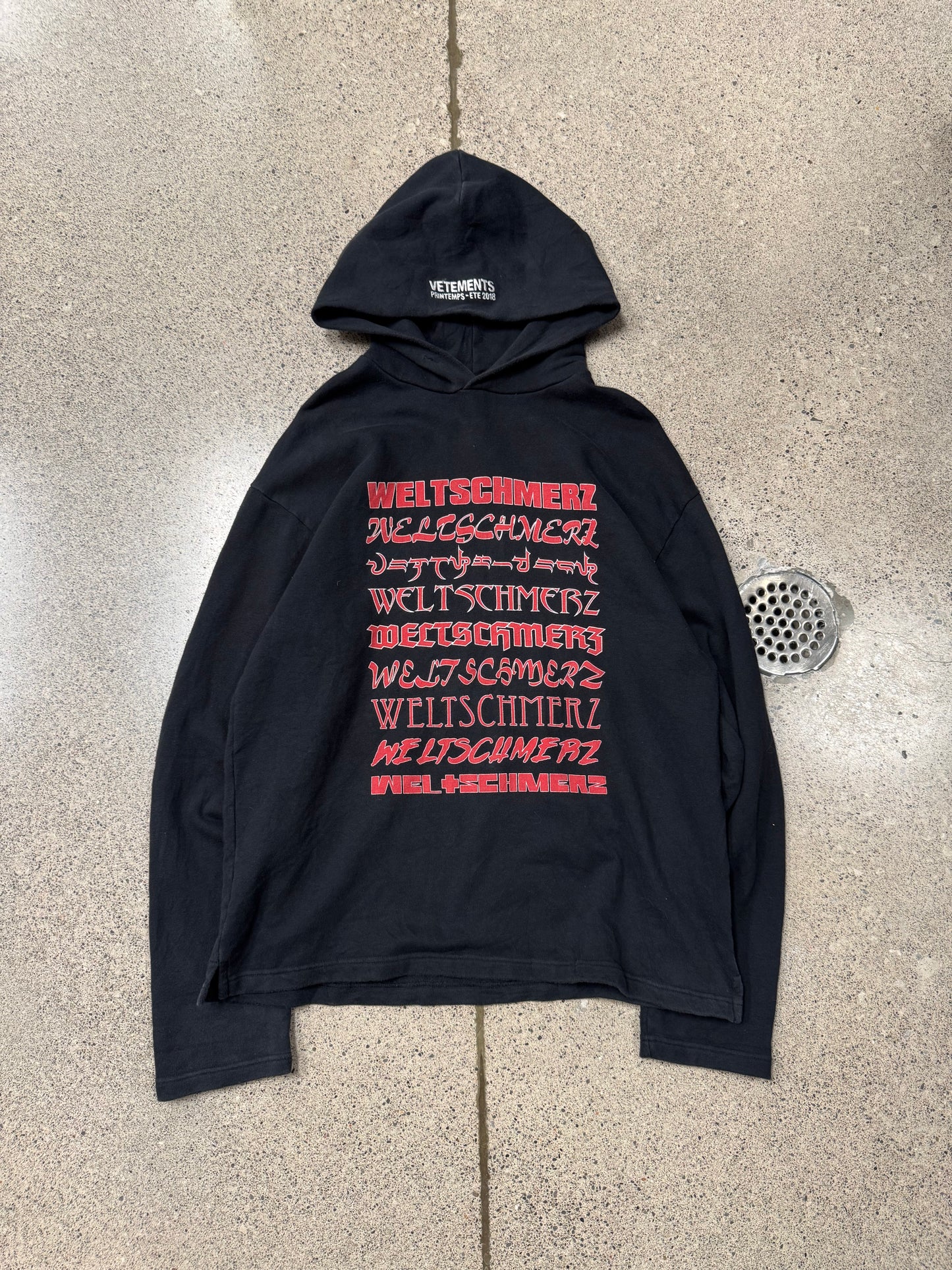 SS2018 Vetements ‘Weltschmerz’ Zurich Jersey Cotton Hoodie