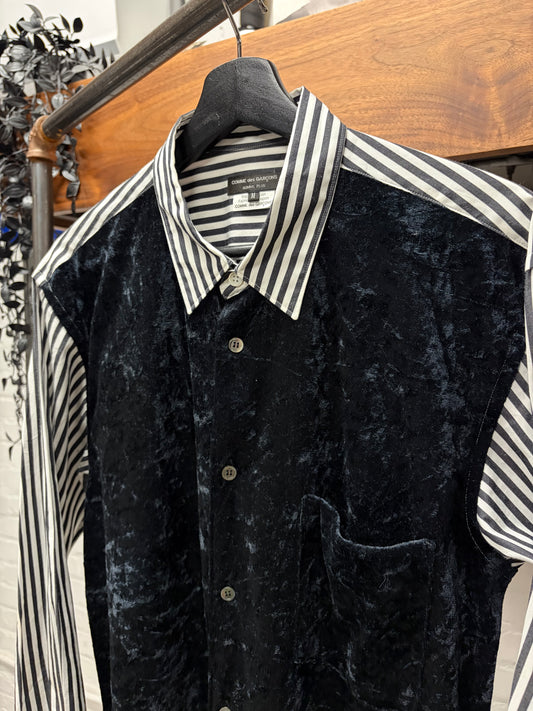 2019 Comme Des Garçons Homme Plus Pinstripe/Velour Button Up Shirt