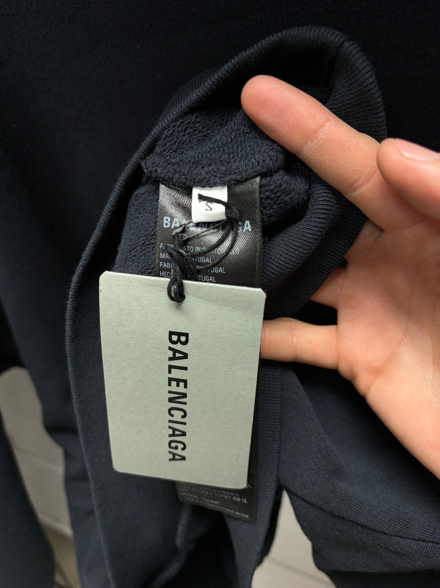 SS2026 Balenciaga ‘Nano BB’ Logo Black Pullover Hoodie