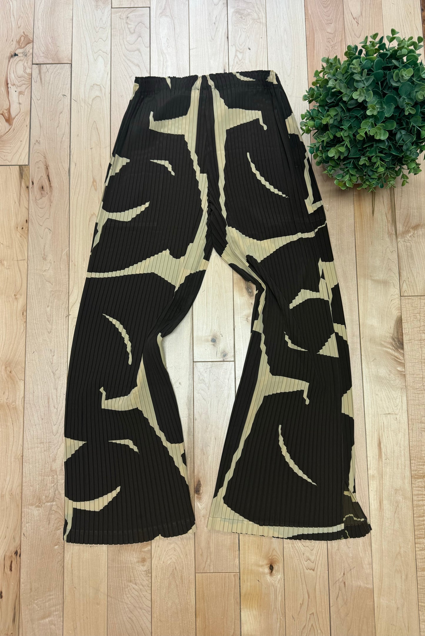 Issey Miyake Pleats Please Brown Wide Leg Pants