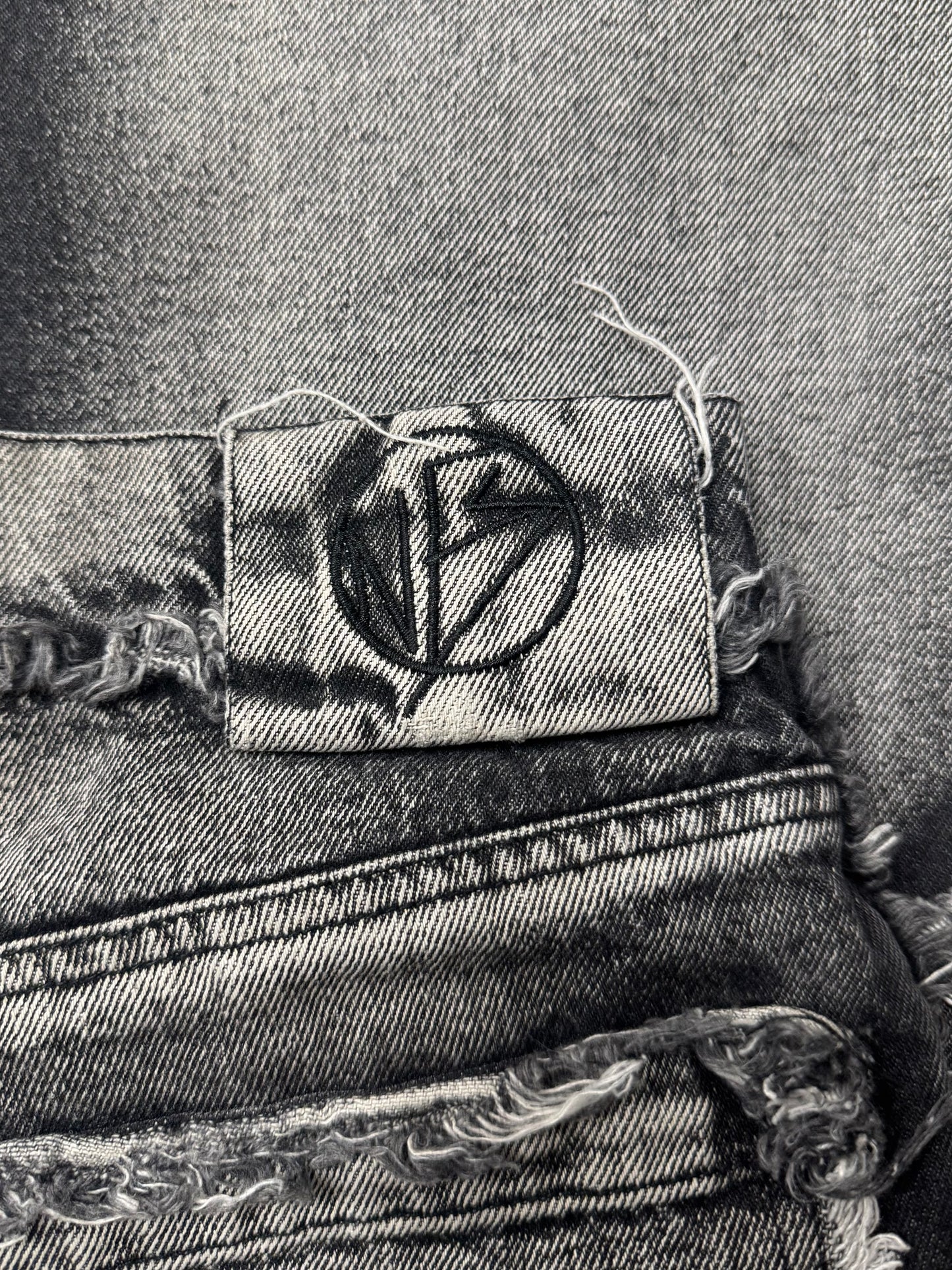 No Faith Studios ‘001’ Washed Grey Flared Denim
