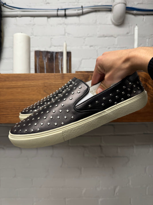 Saint Laurent Studded Leather Slip On Sneakers