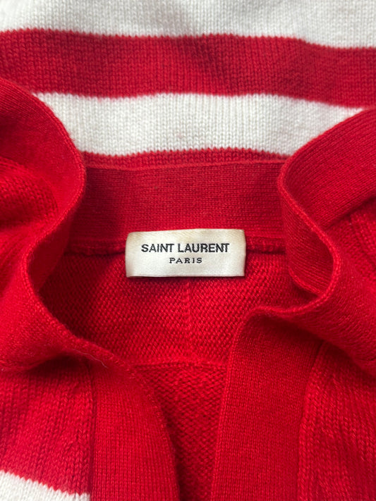 2015 Saint Laurent by Hedi Slimane Wool Red/White Striped Cardigan