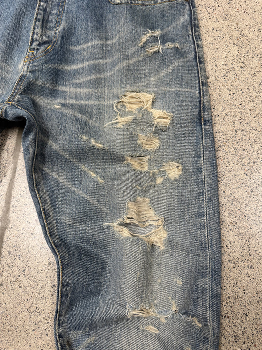 AW2013 Saint Laurent by Hedi Slimane ‘Crash’ Distressed Blue Denim