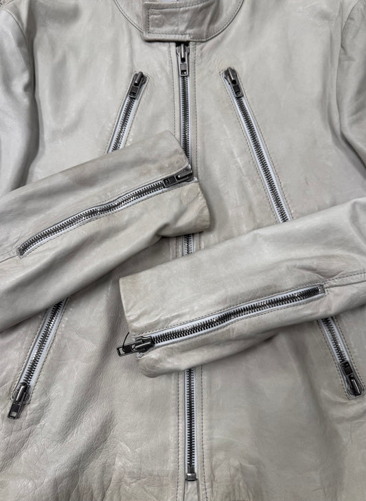 SS2009 Maison Martin Margiela ‘5-Zip’ White Leather Jacket