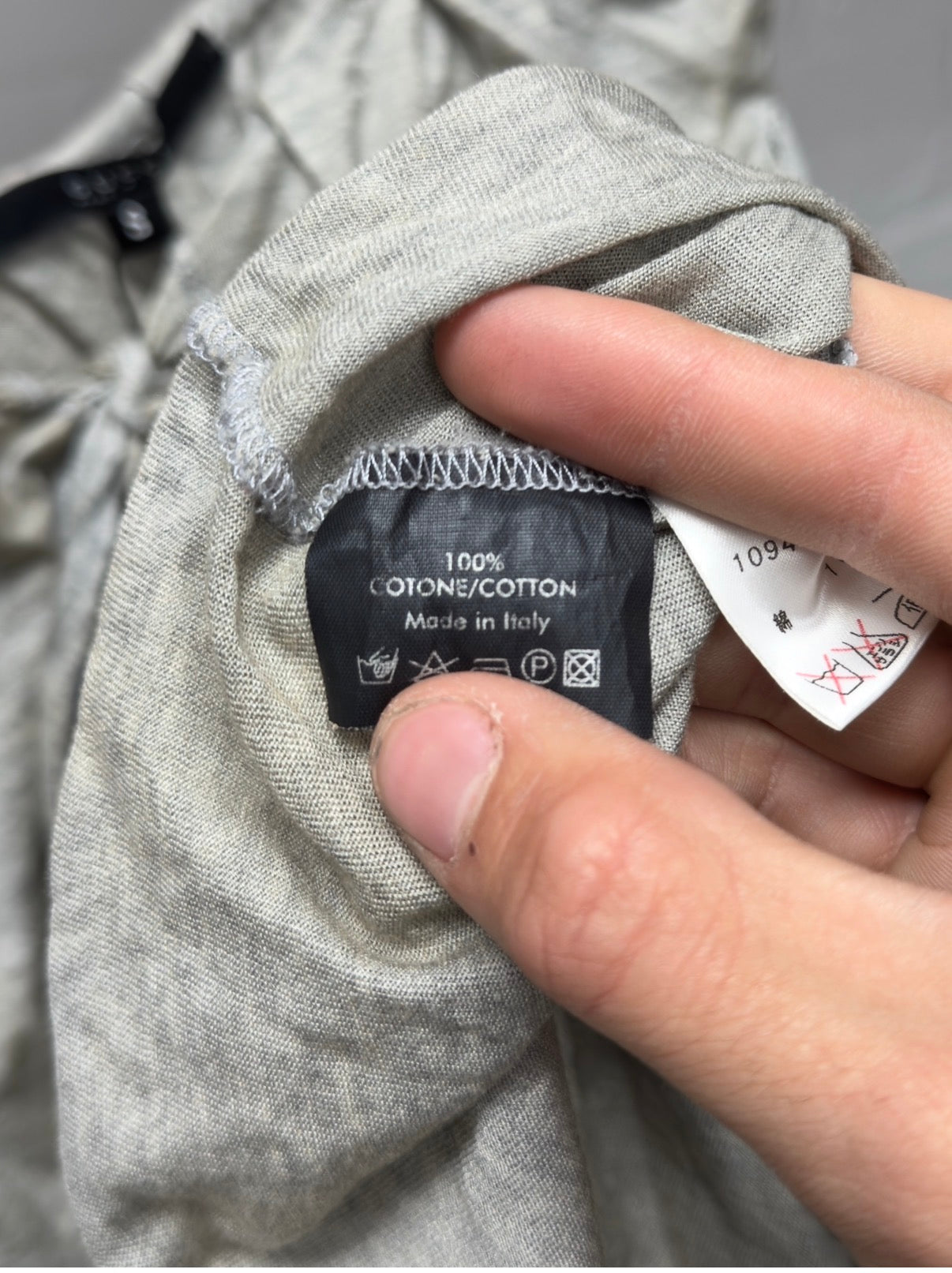 Gucci Grey Cotton Lace Up off the Shoulder Top