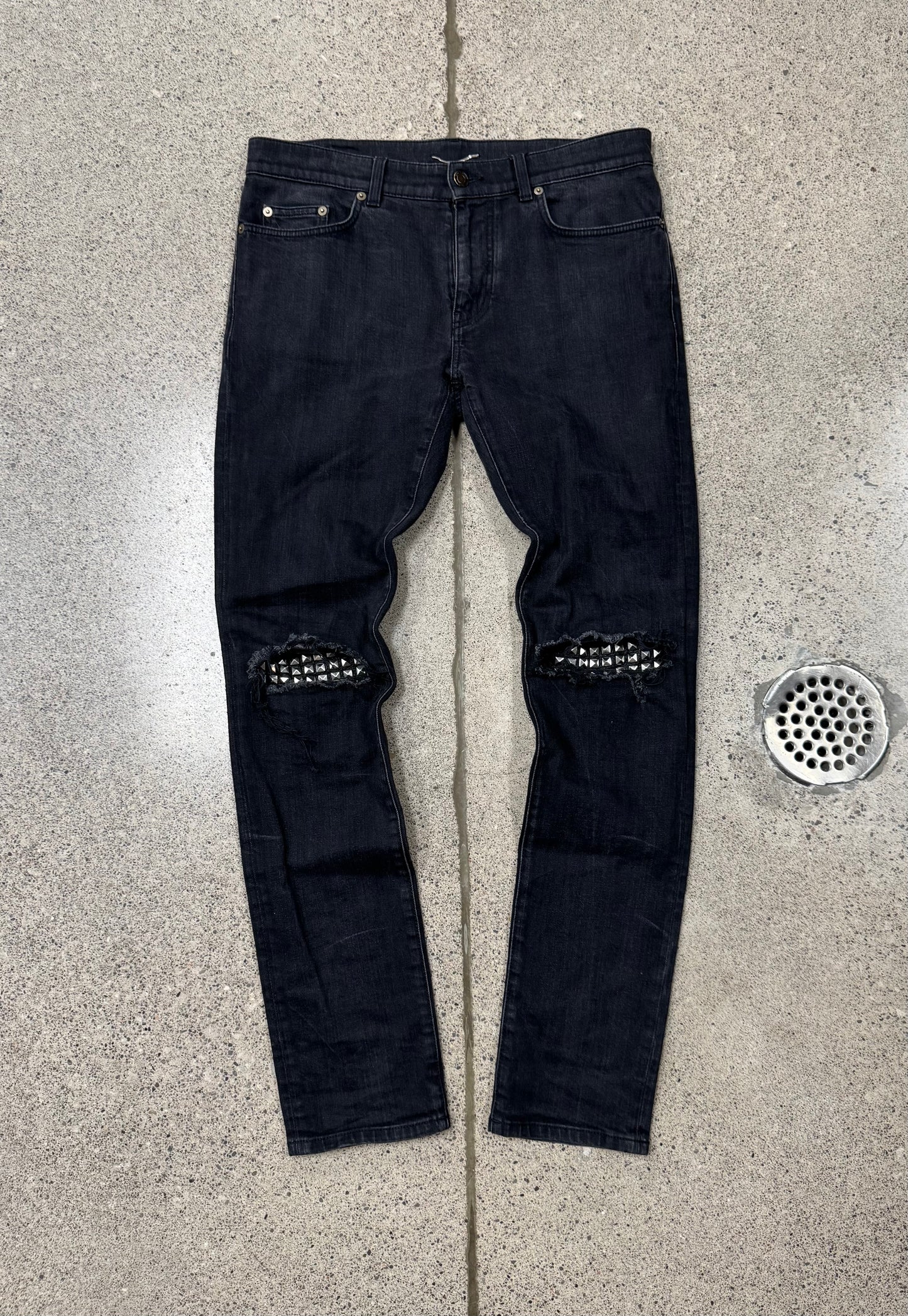 SS2016 Saint Laurent by Hedi Slimane Leather Studded ‘D02’ Denim