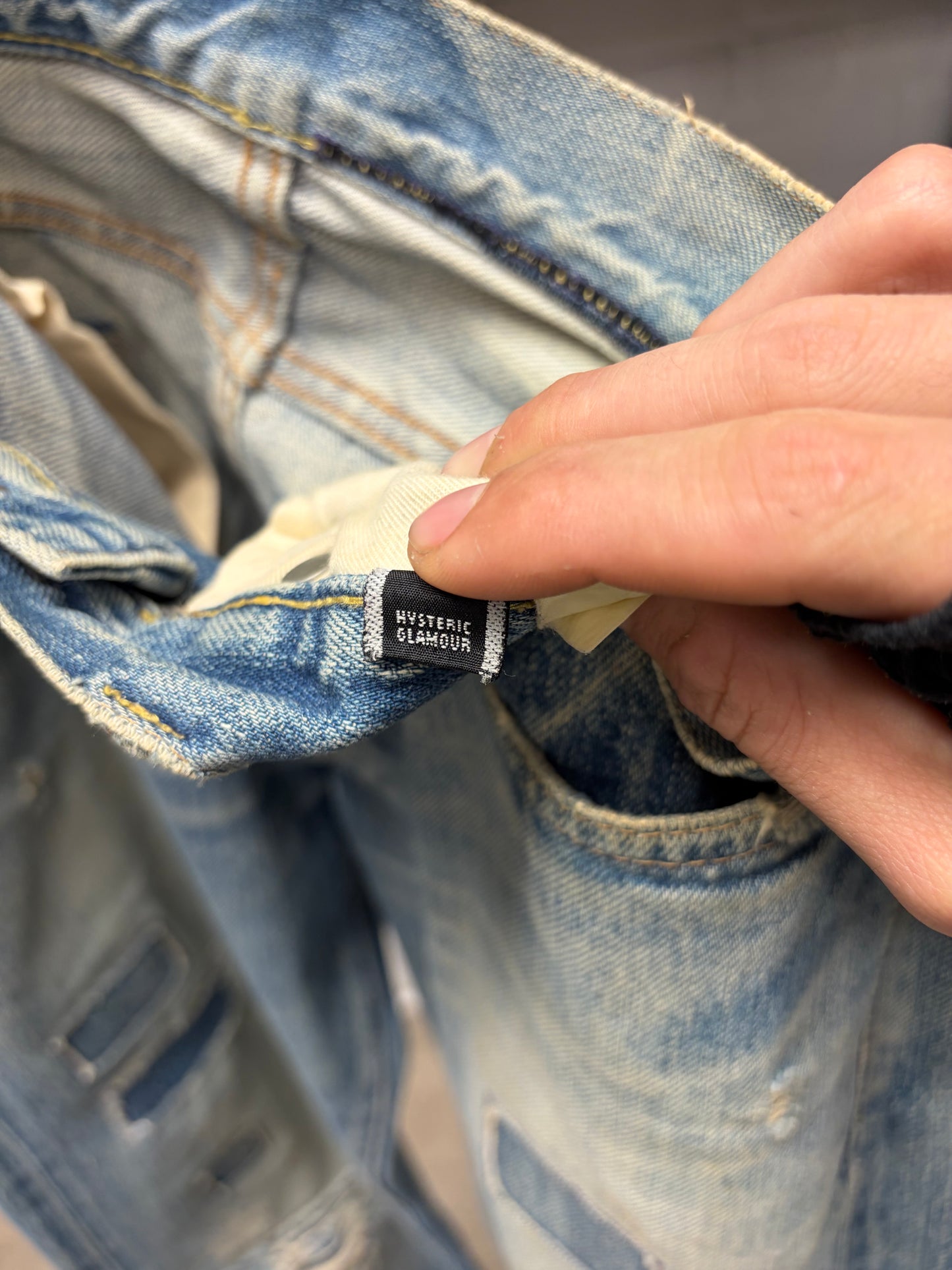 2000s Hysteric Glamour Patch Distressed Dirt Wash Denim