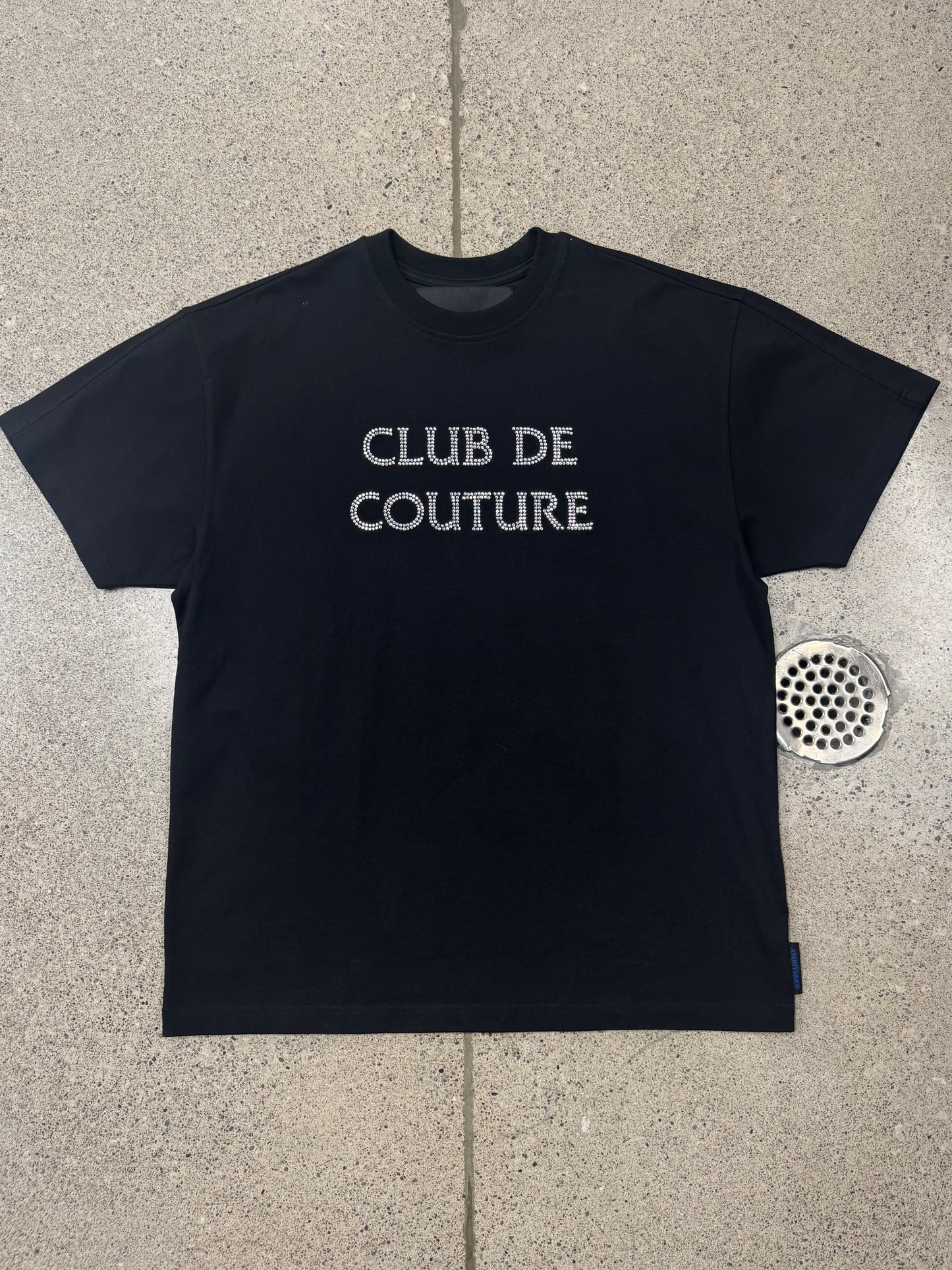 Anonymous Club Rhinestone ‘Club De Couture’ Black Oversized T-Shirt