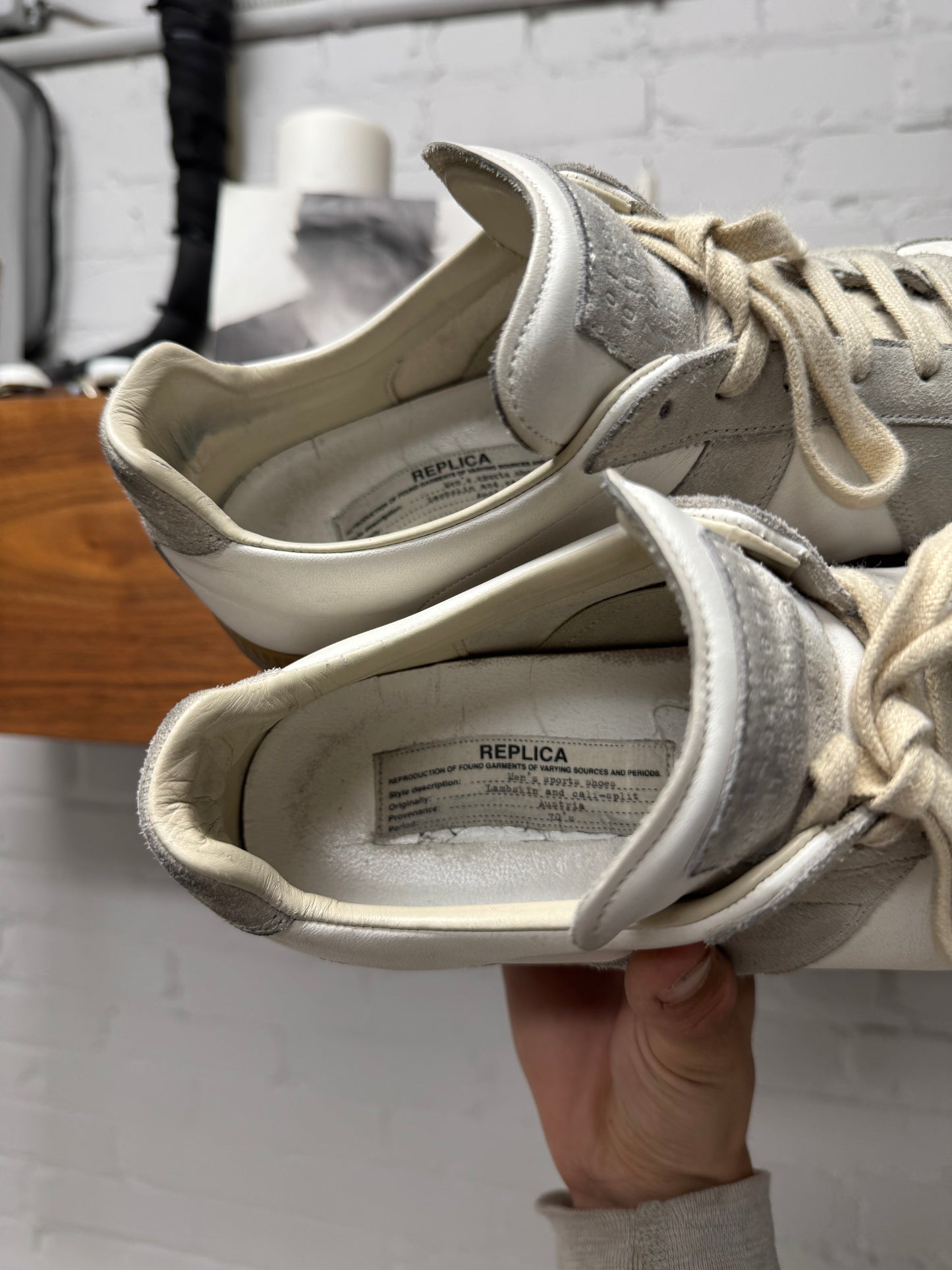 Maison Margiela G.A.T. White Leather/Gum Sole Low Top Sneakers