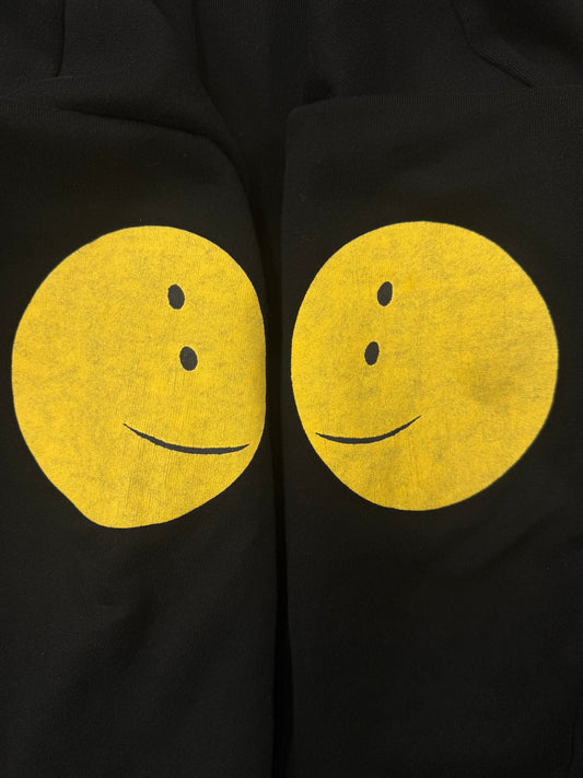 Kapital Quarter Zip ‘Smiley’ Elbow Patch Sweatshirt