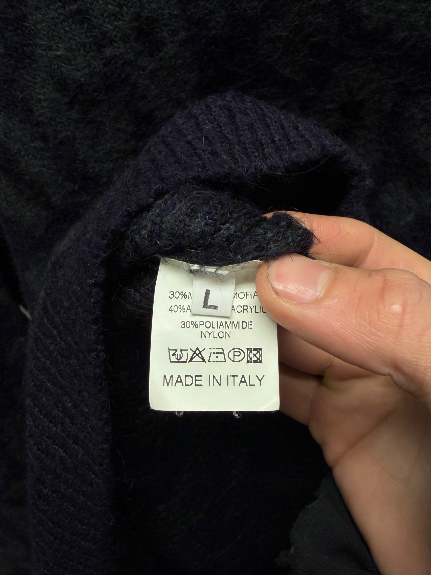 AW2014 Raf Simons Black ‘Leopard Print’ Wool Knit Sweater