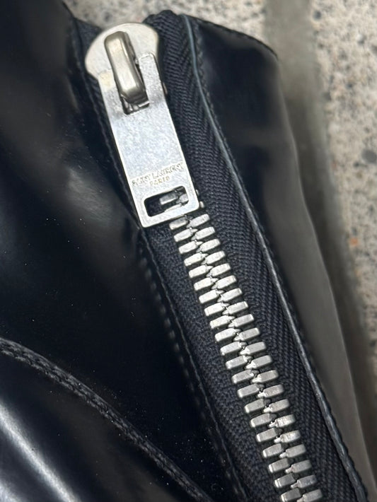 Saint Laurent Black Patent Leather ‘Side-Zip’ Ankle Boots
