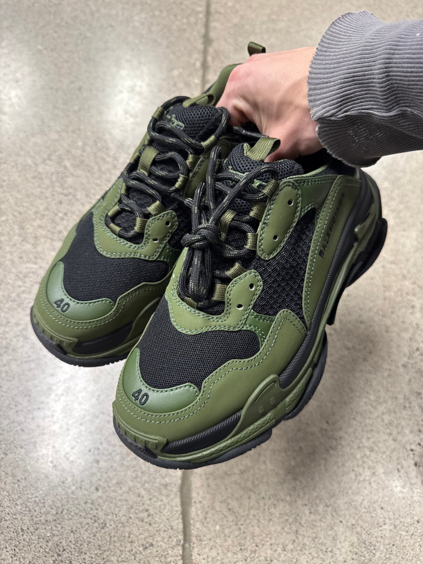 Balenciaga Triple S ‘Black Khaki’ Low Top Sneakers