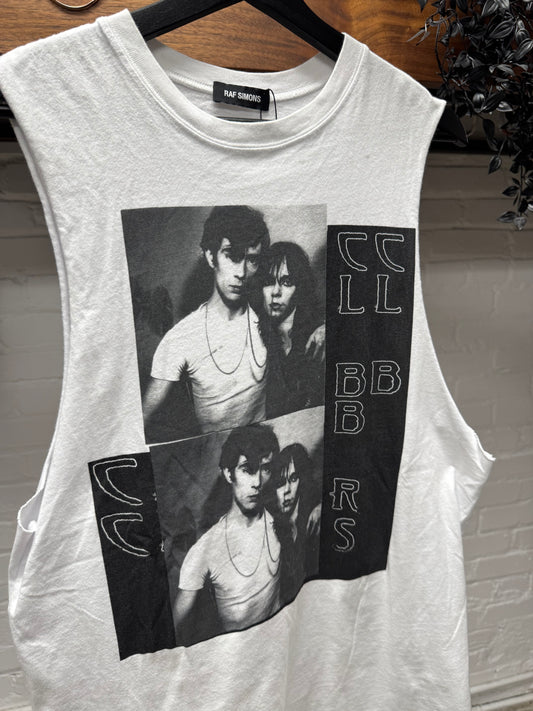SS2019 Raf Simons ‘Clubbers’ White Cotton Portrait Tank Top