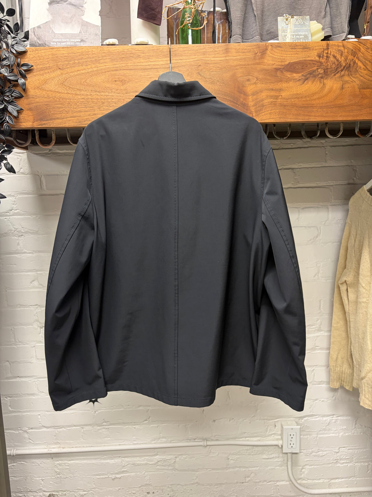 Prada Black Re-Nylon Quarter Zip Collared Jacket with Front Pouch Pocket