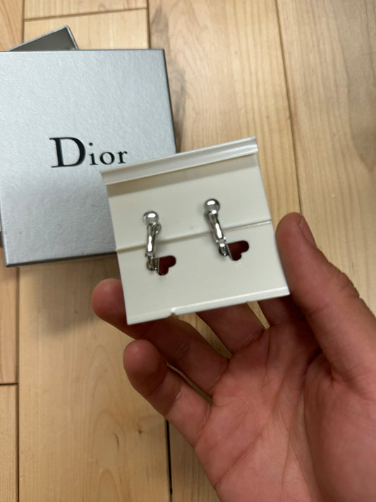 Dior Silver Cross ‘D Logo’ Silver Earrings