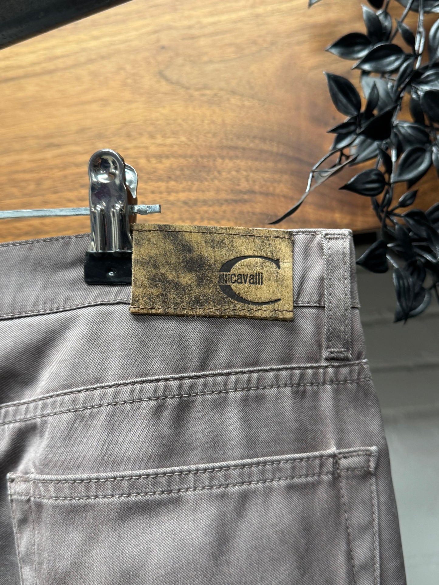 2000s Roberto Cavalli ‘Wave Seam’ Purple Bootcut Denim