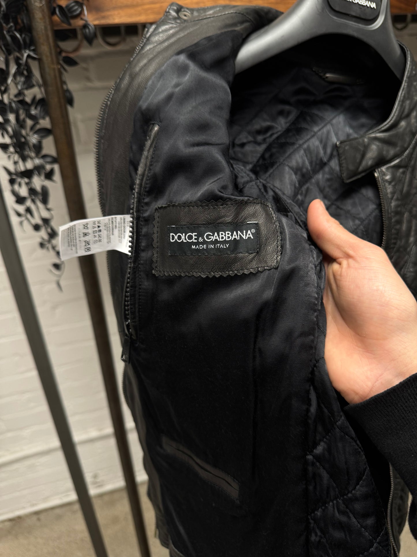 Dolce & Gabbana Quilted Lambskin Leather Biker Jacket