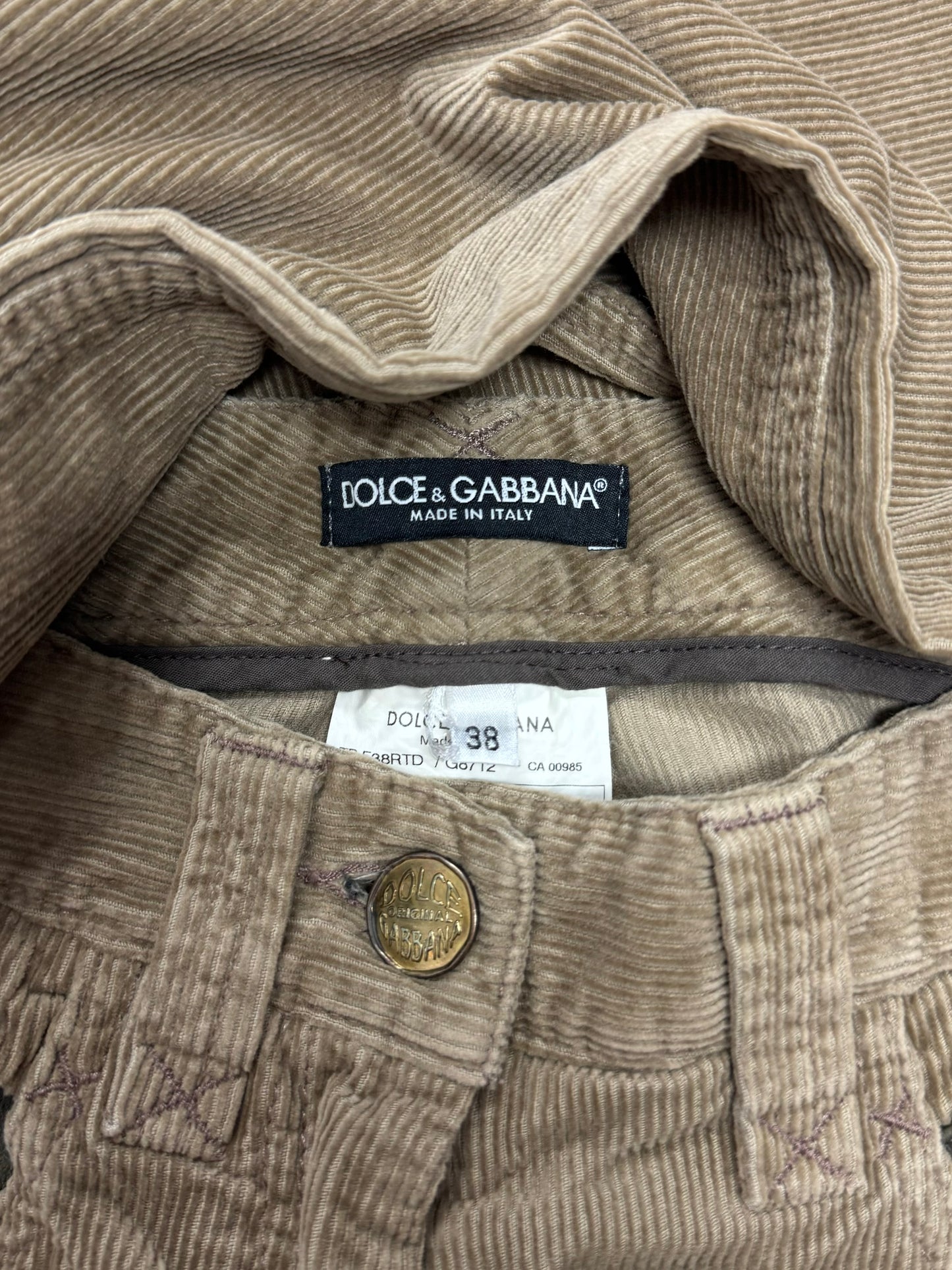 Dolce & Gabbana Mainline Corduroy D&G Logo Flared Pants