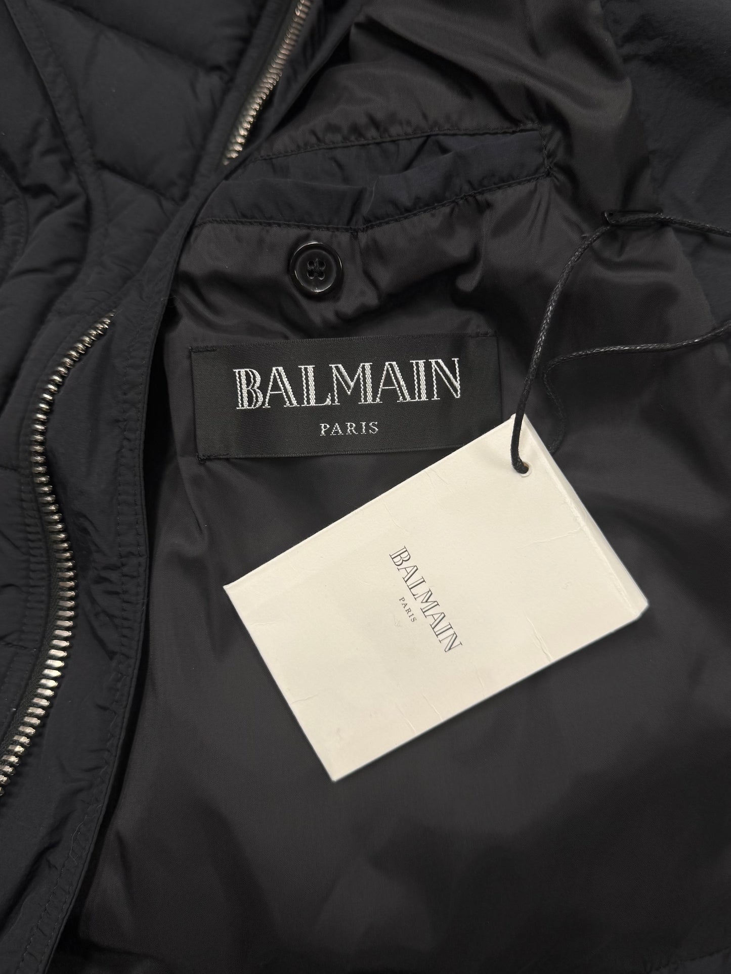 Balmain Moto-Zip Black Puffer Jacket