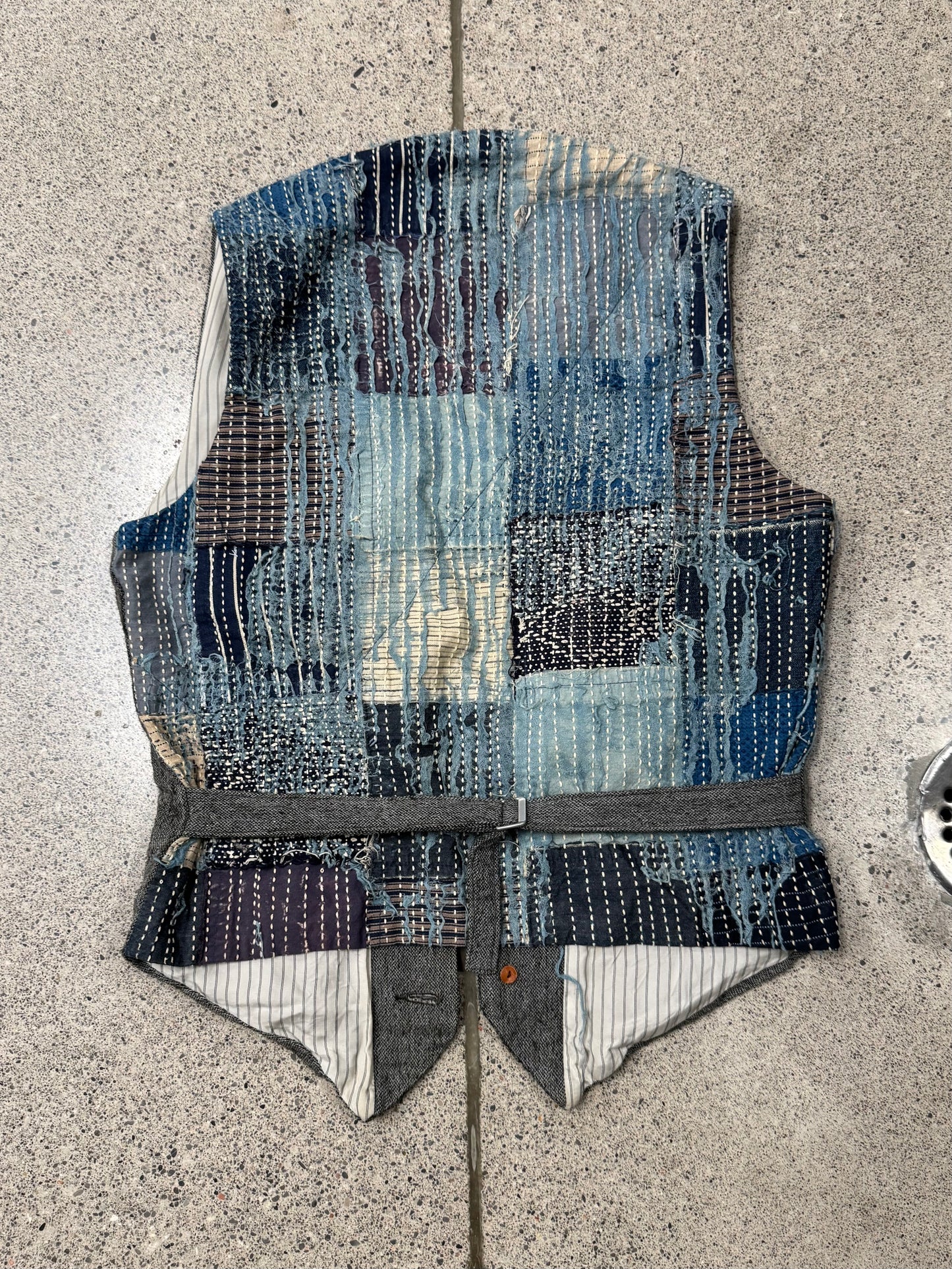 Kapital ‘Boro’ Denim Repaired Boiled Wool Vest