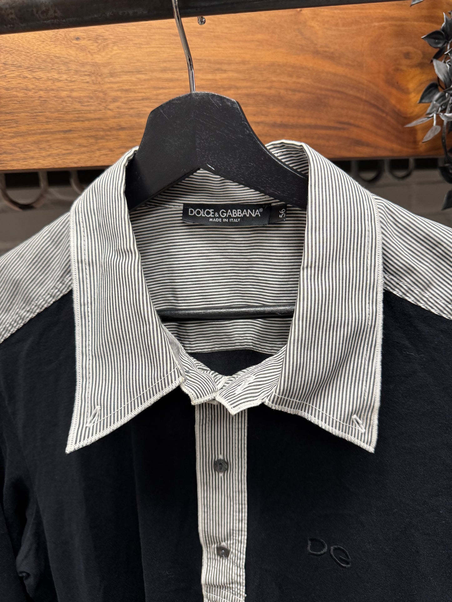 Dolce & Gabbana Cashmere/Pinstripe Black Rugby Shirt