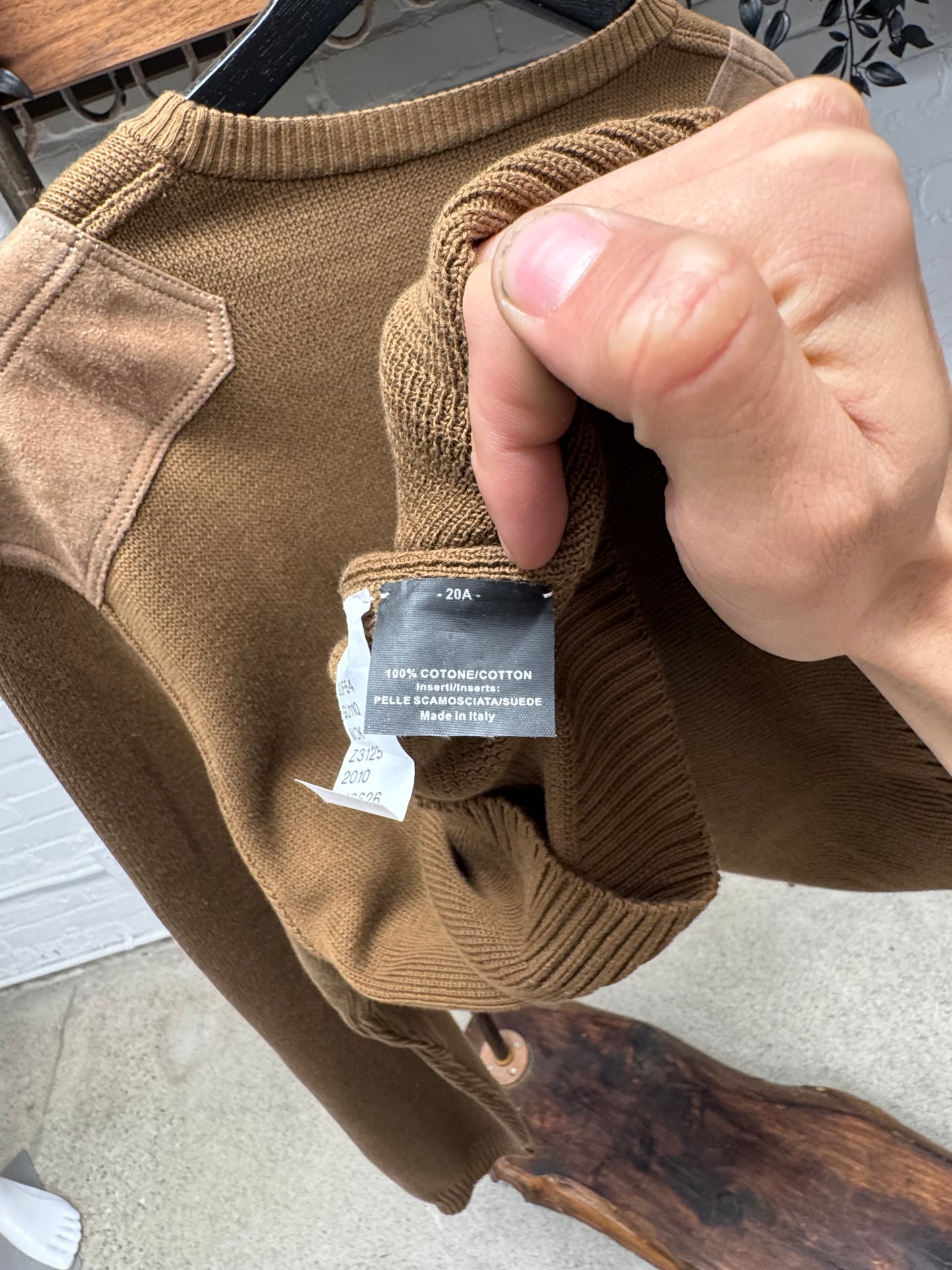 Gucci ‘Millitary Inspired’ Suede Shoulder Pad Wool Knit Sweater