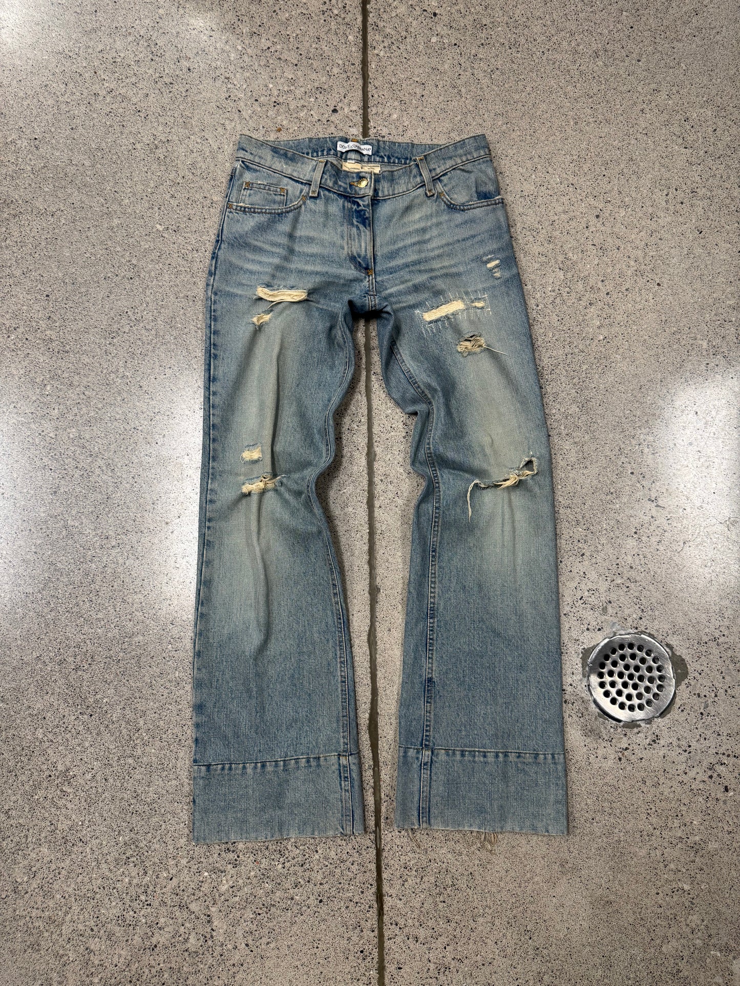 2000s Dolce & Gabbana Mainline Light Wash Blue Flared Denim