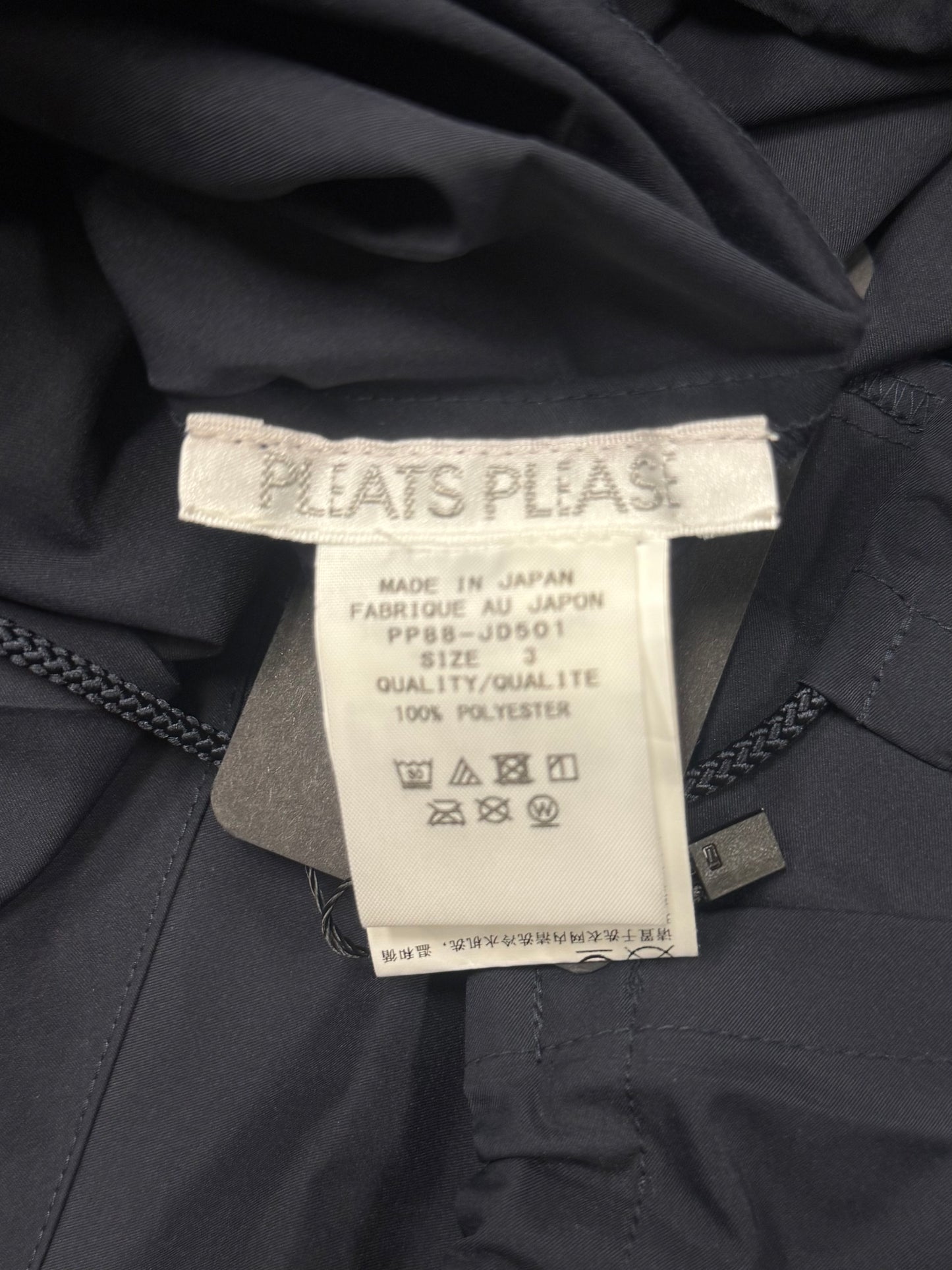 Issey Miyake ‘Pleats Please’ Navy Blue Pleated Windbreaker