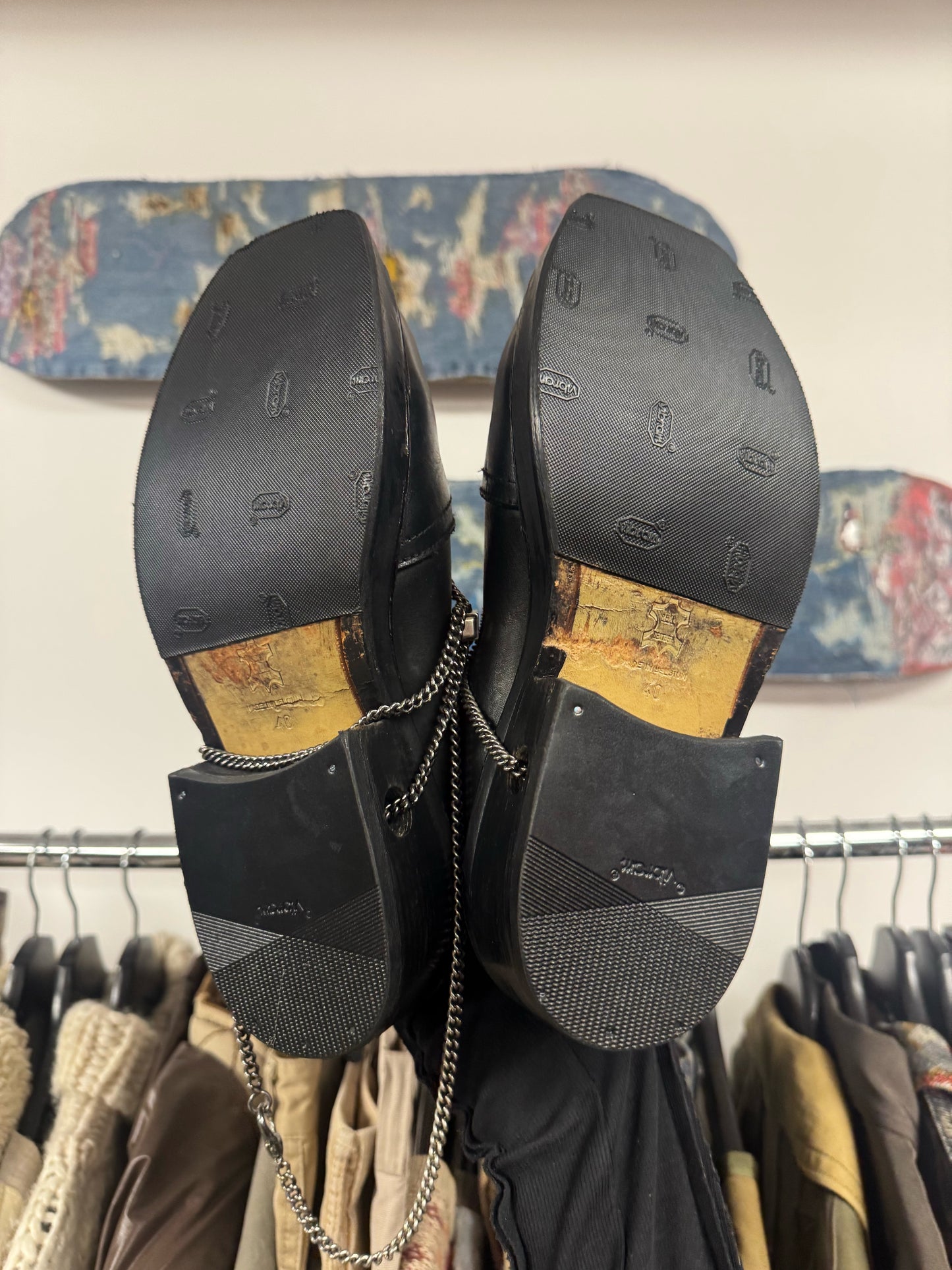 Dirk Bikkembergs ‘Bungee’ Metal Chain Heel Laced Boots