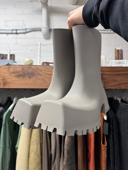 Balenciaga ‘Trooper’ Slate Grey Square Toe Combat Boots