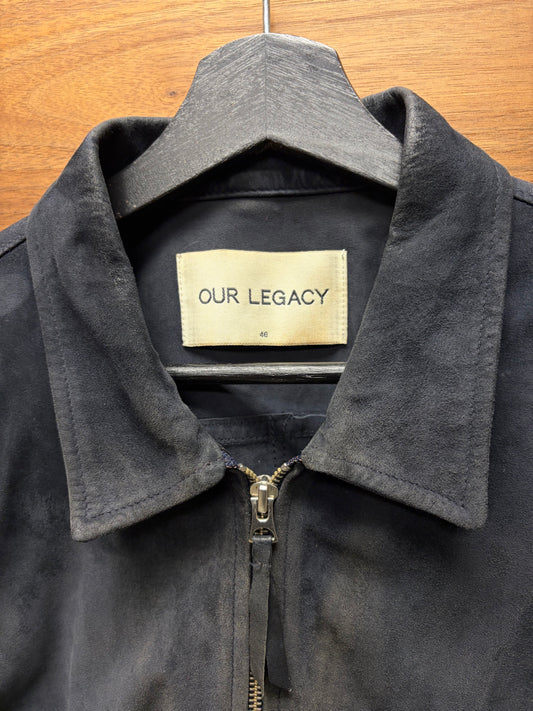 AW2015 Our Legacy ‘Marine Suede’ Faded Black Zip-Up Work Jacket