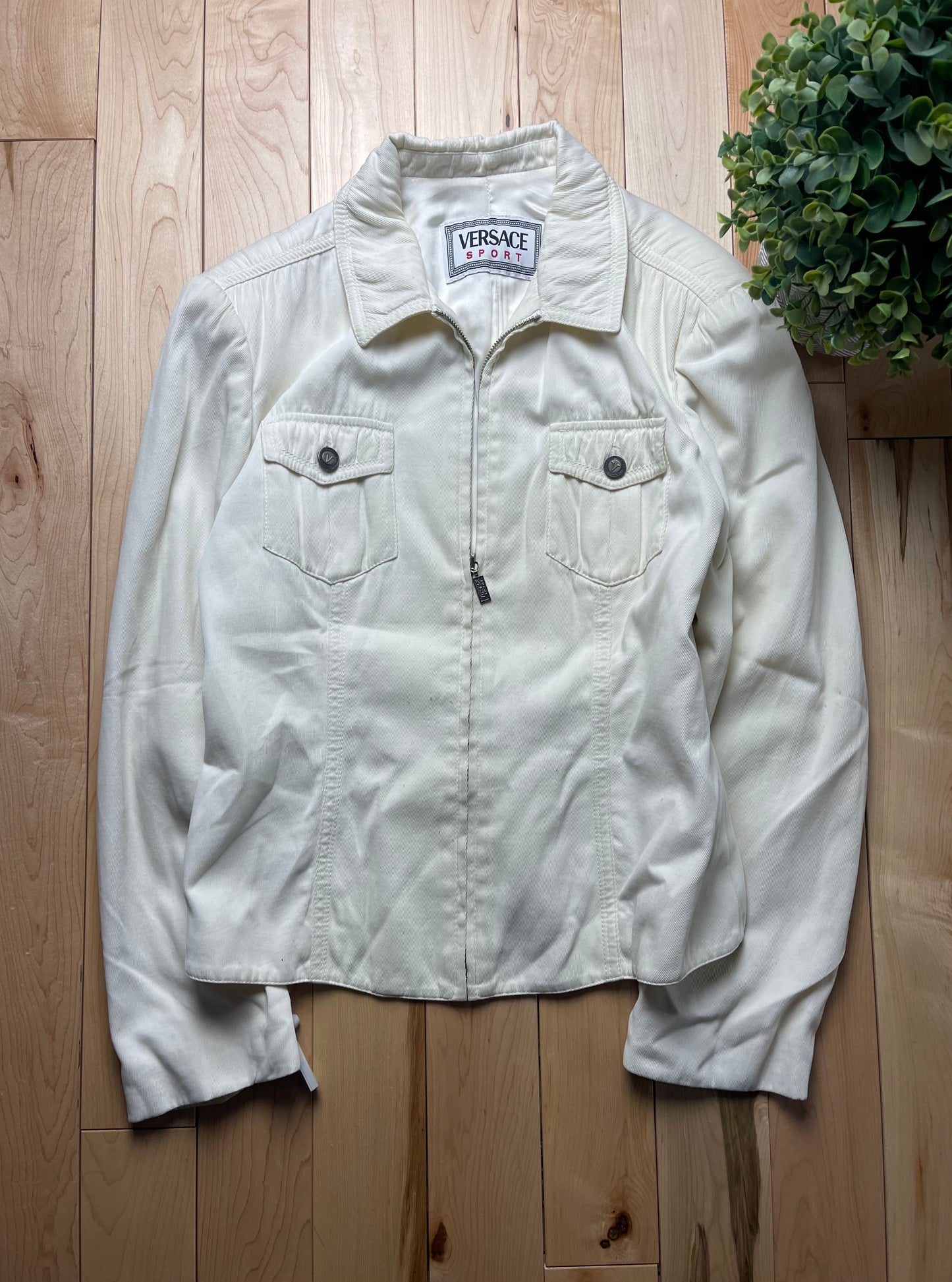 Vintage 1990’s Versace Cream White Denim Jacket