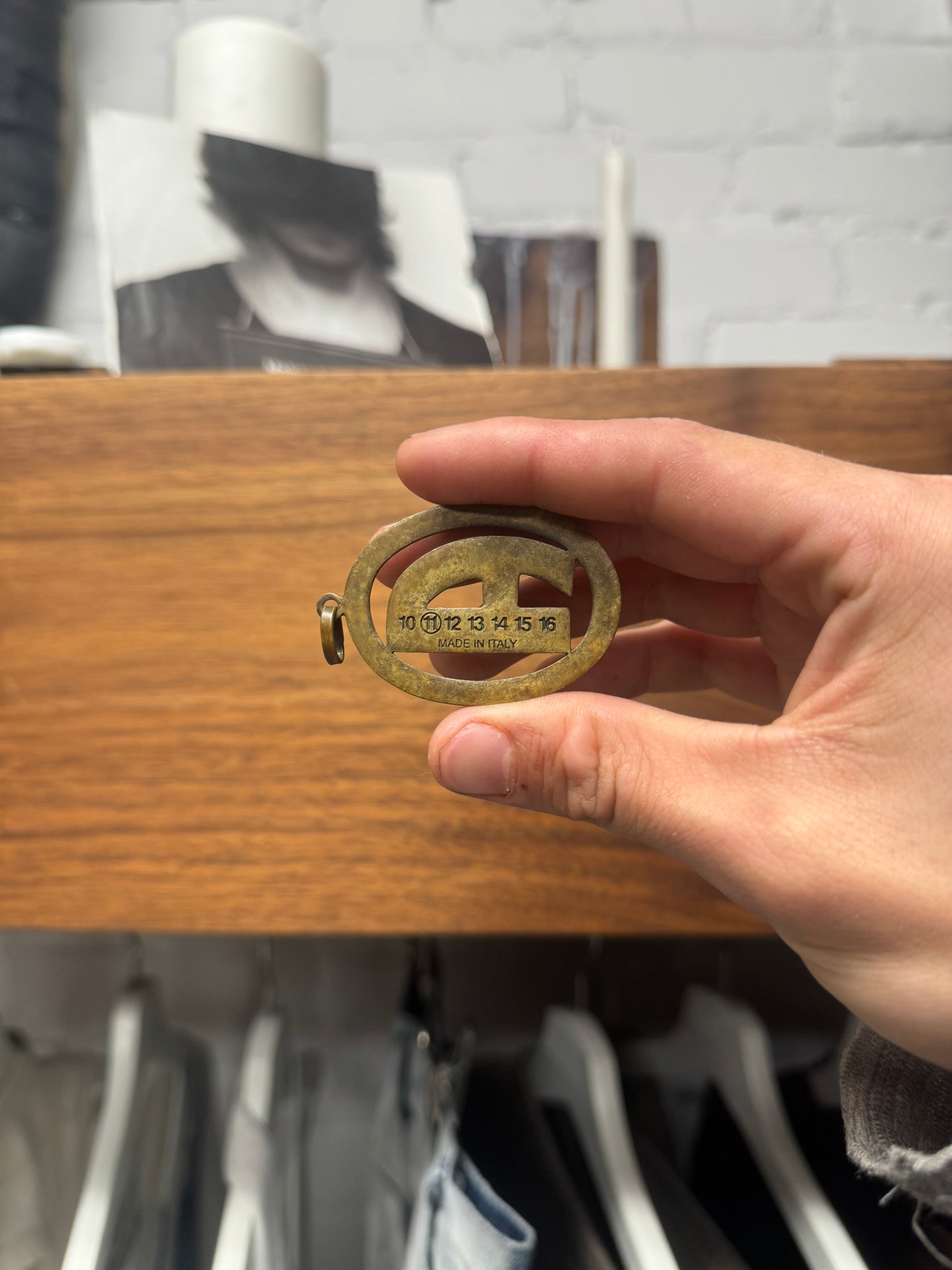 Maison Margiela Brass Line (11) ‘A-Shape’ Oval Pendant