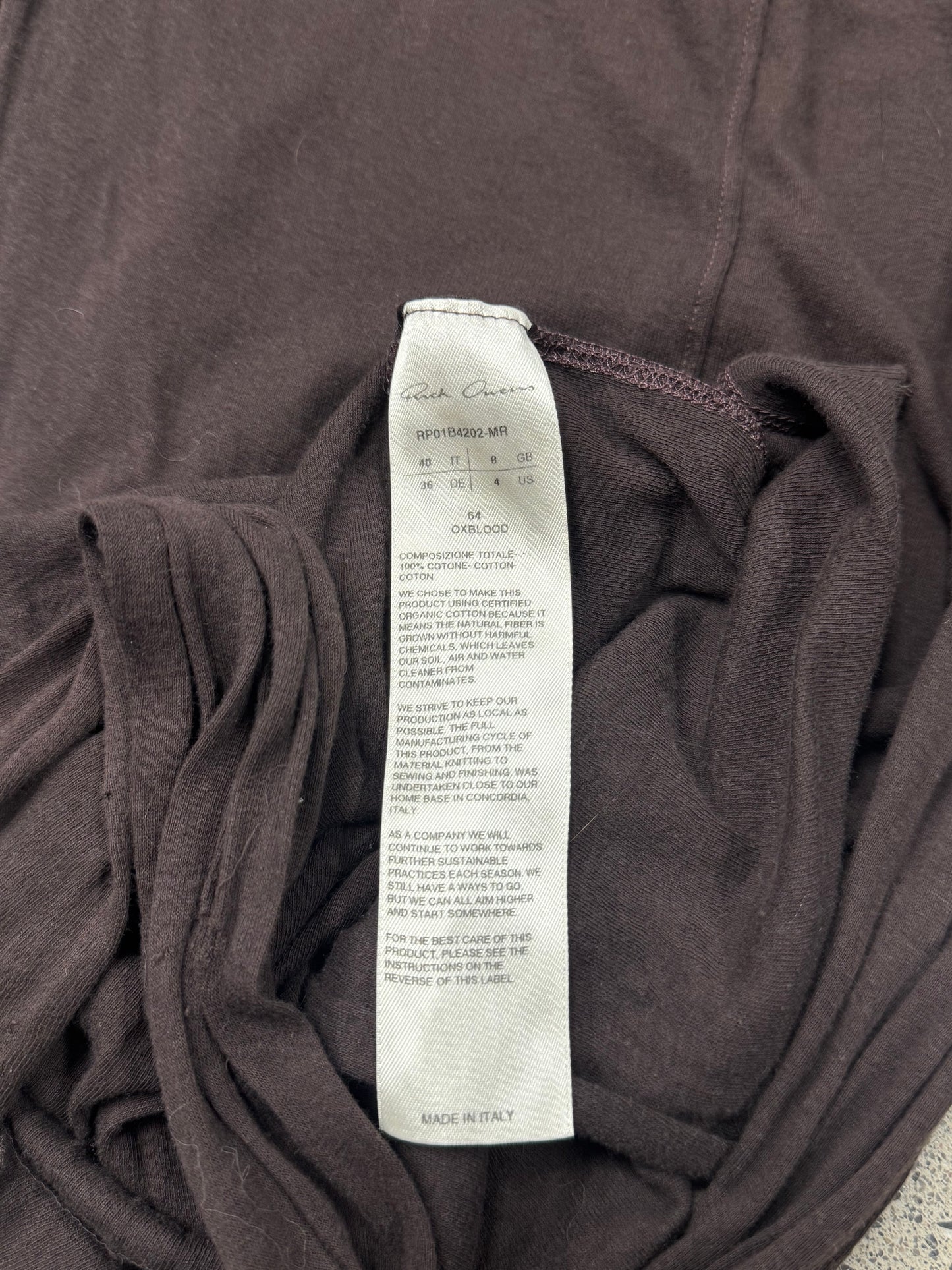 SS2022 Rick Owens ‘Fogachine’ Oxblood Sheer Layering Long Sleeve