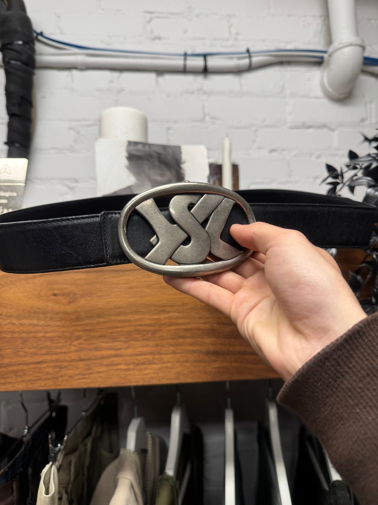Vintage Yves Saint Laurent ‘YSL’ Logo Buckle Leather Belt