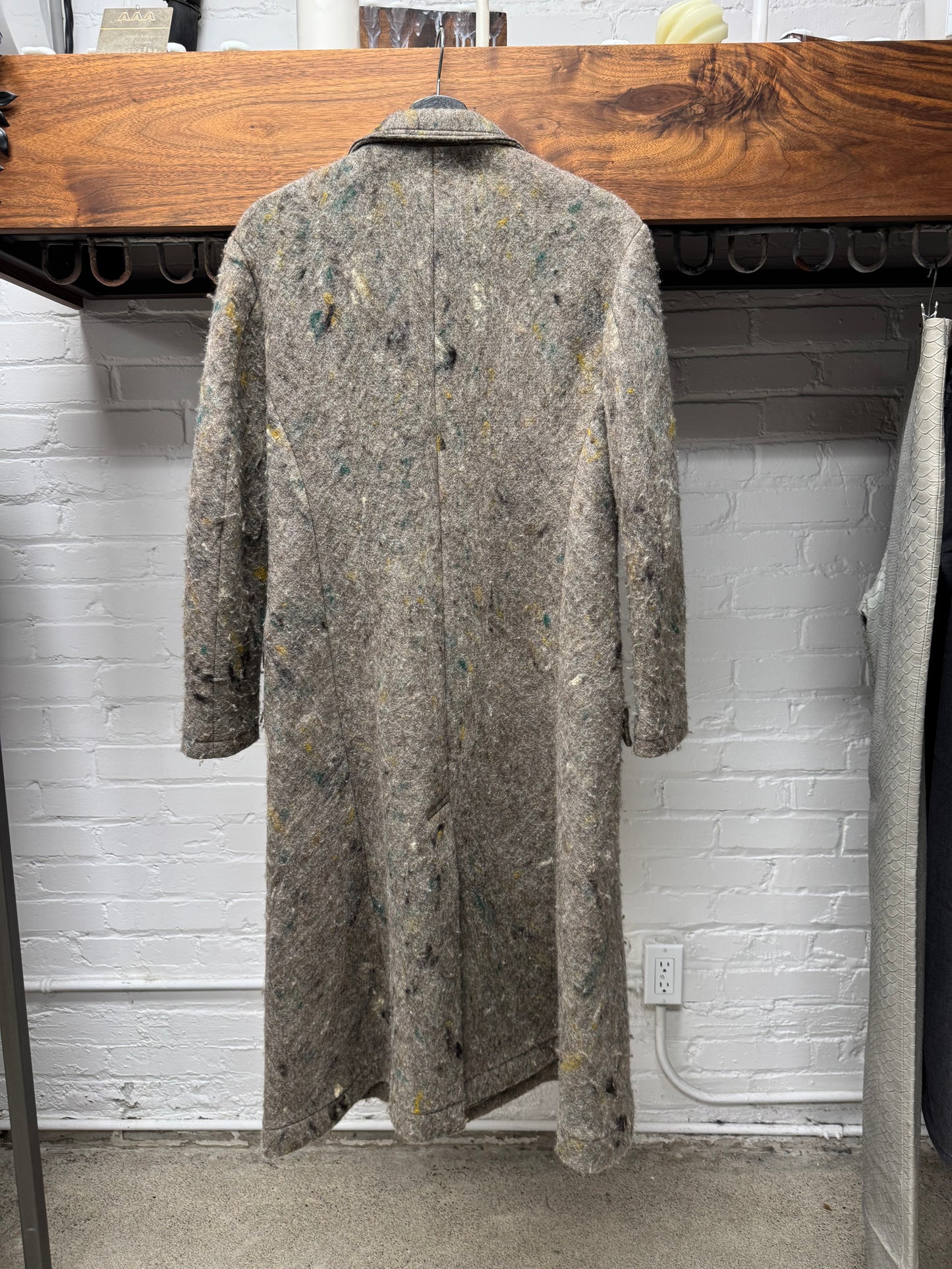 Yohji Yamamoto Noir ‘Felted’ Wool Double Breasted Long Coat