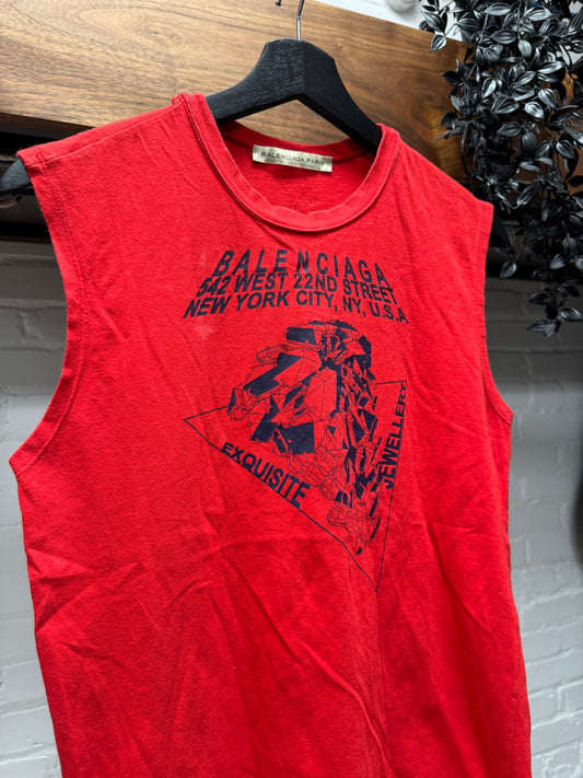 2000s Balenciaga by Ghesquiere ‘Jewelry District’ Distressed Tank Top