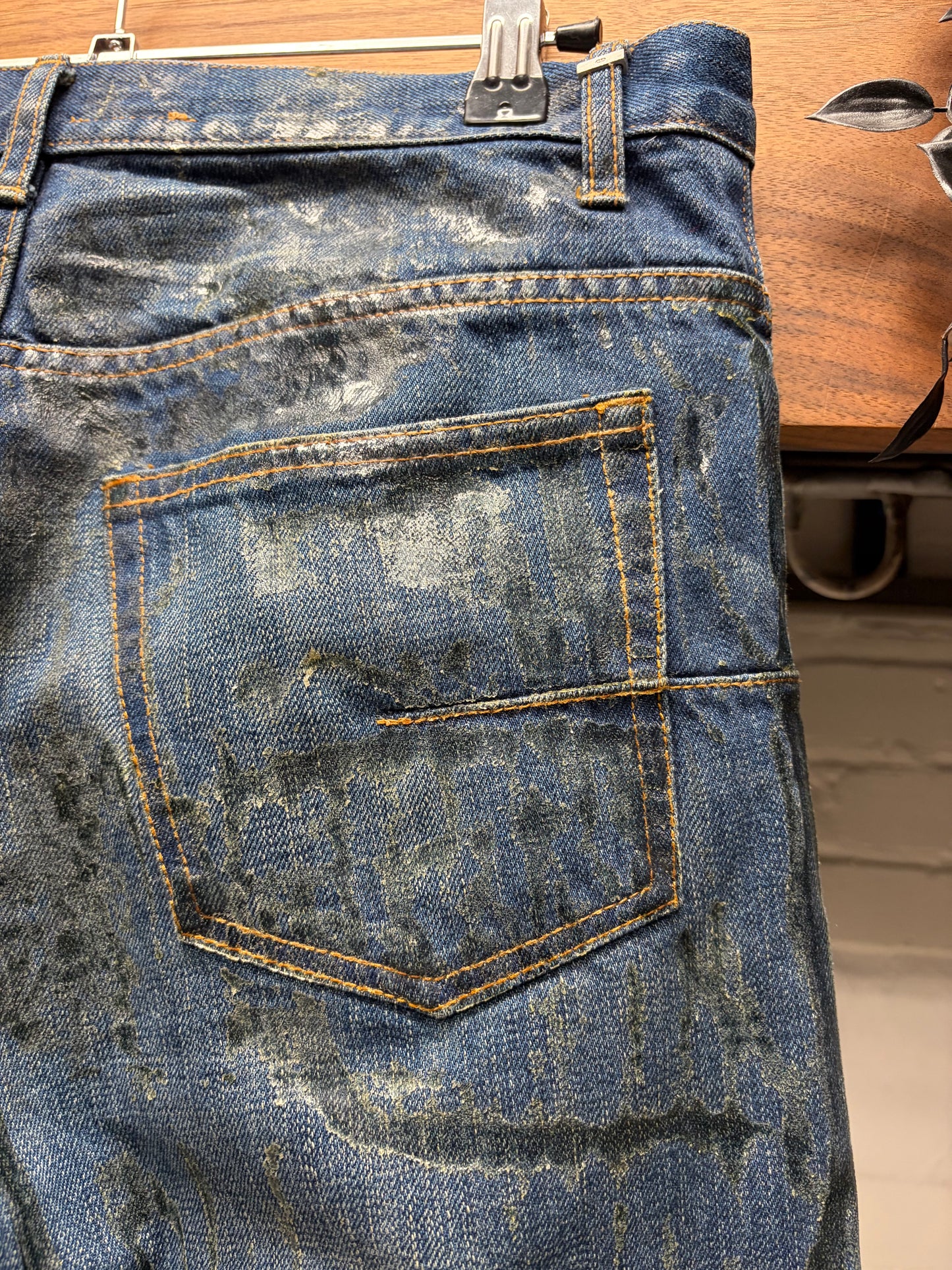 Dior Homme ‘Luster’ Clawmark Waxed Green/Blue Skinny Jeans