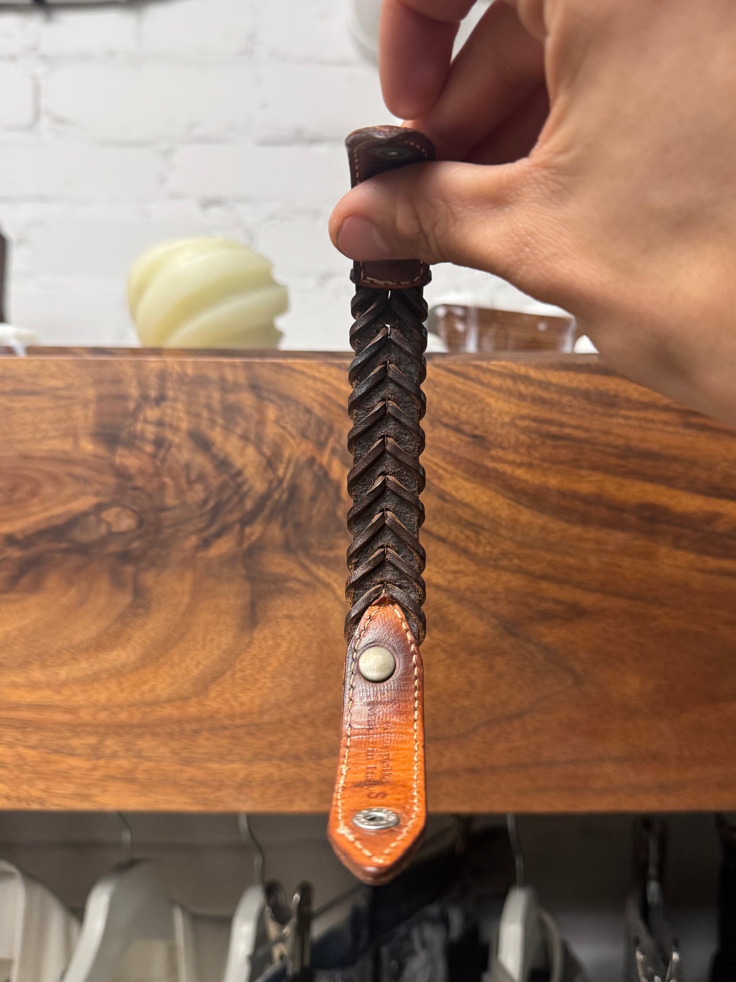 Maison Margiela ‘Braided’ Brown Leather Snap Bracelet