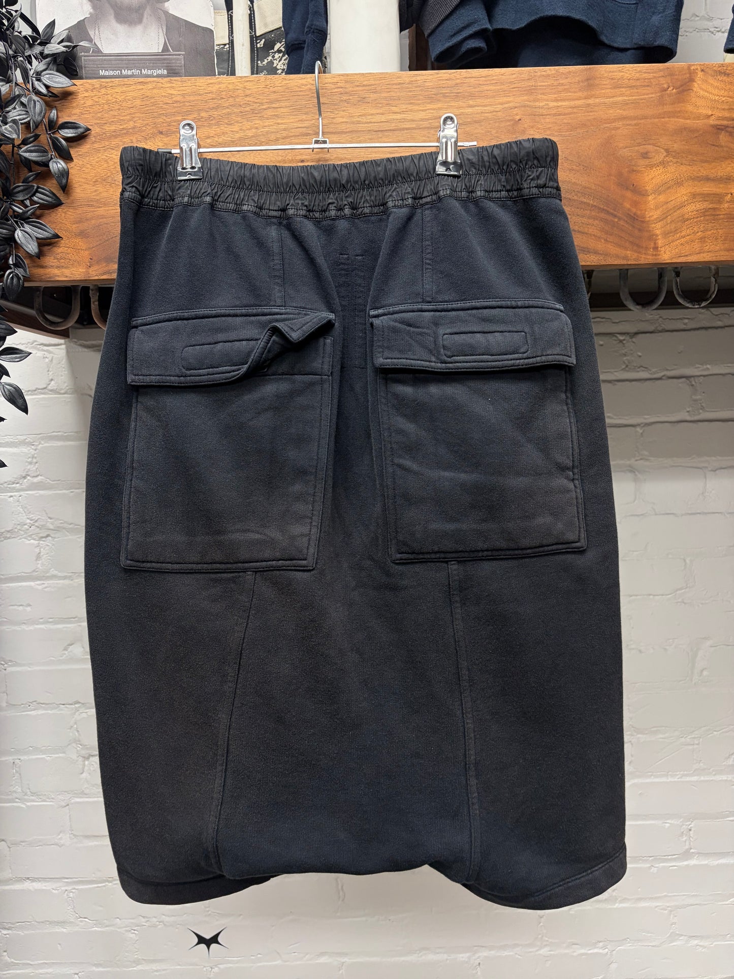 Rick Owens Sun-Faded Black Cotton Pod Shorts