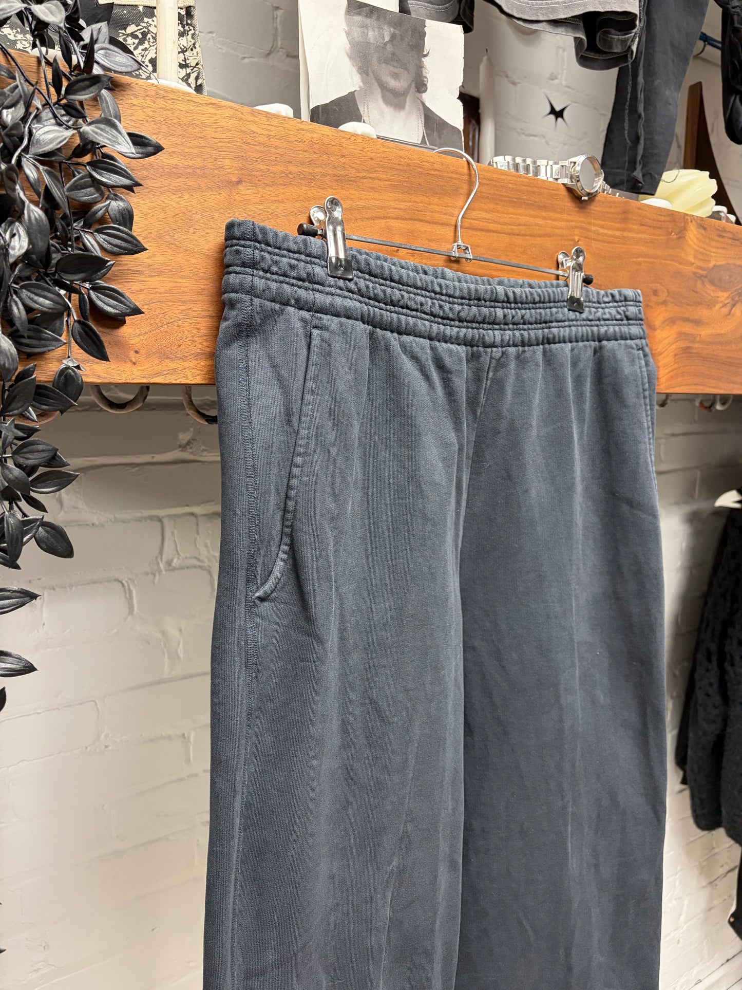 Acne Studios Wide Leg ‘Washed Black’ Raw Hem Sweatpants