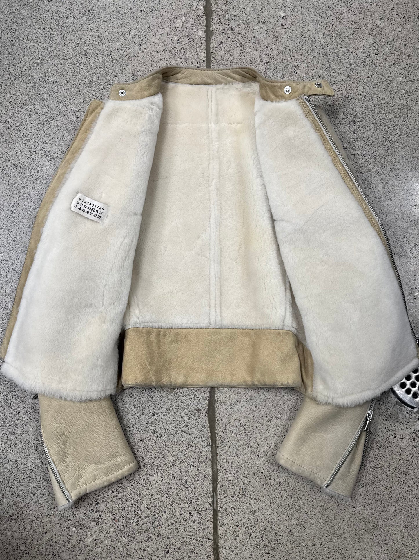 Maison Martin Margiela Goat Fur Lined ‘5-Zip’ Suede Jacket