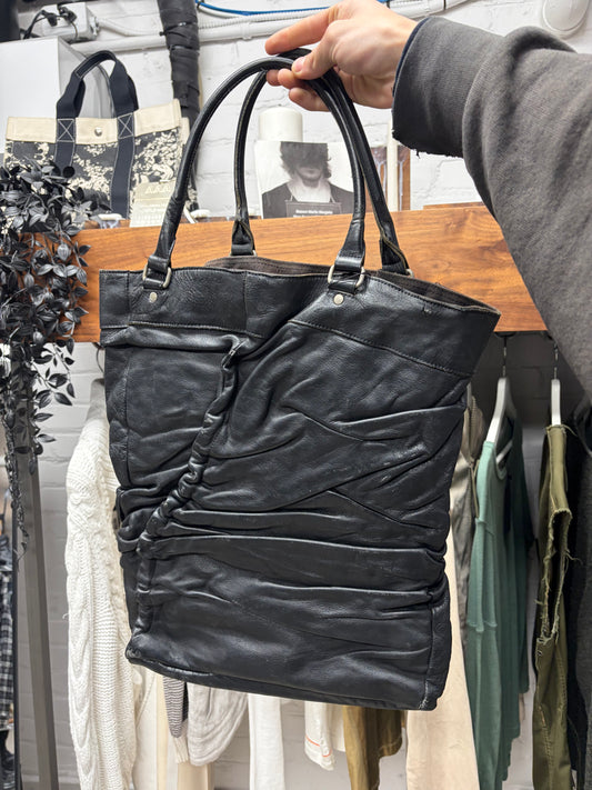 Junya Watanabe ‘Scrunched Leather’ Black Calfskin Tote Bag