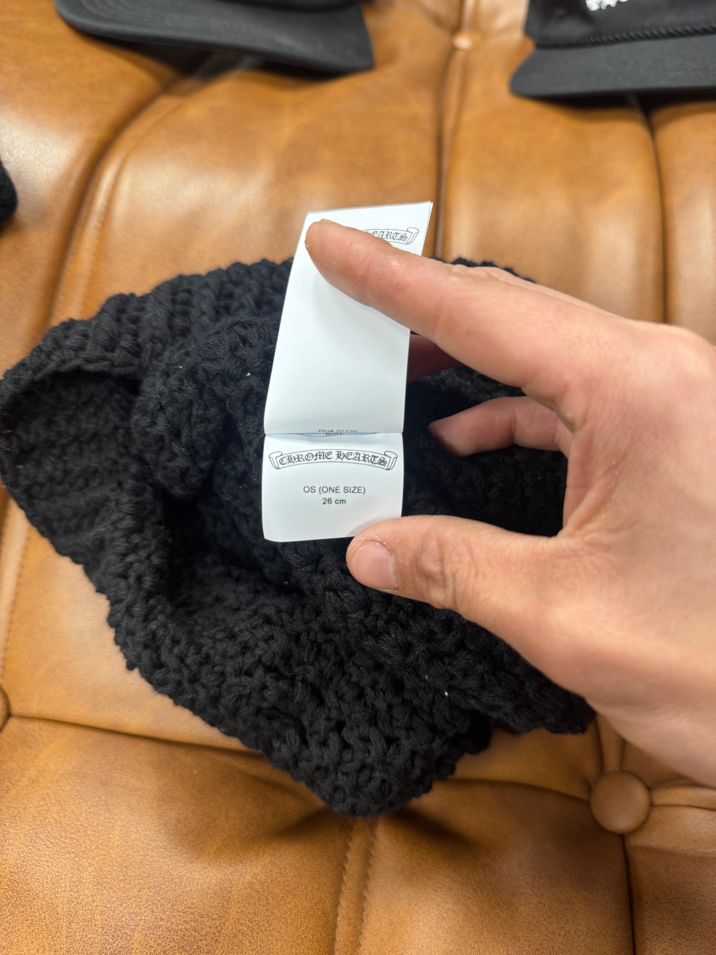 Chrome Hearts Cashmere Leather Cross Patch Knit Beanie