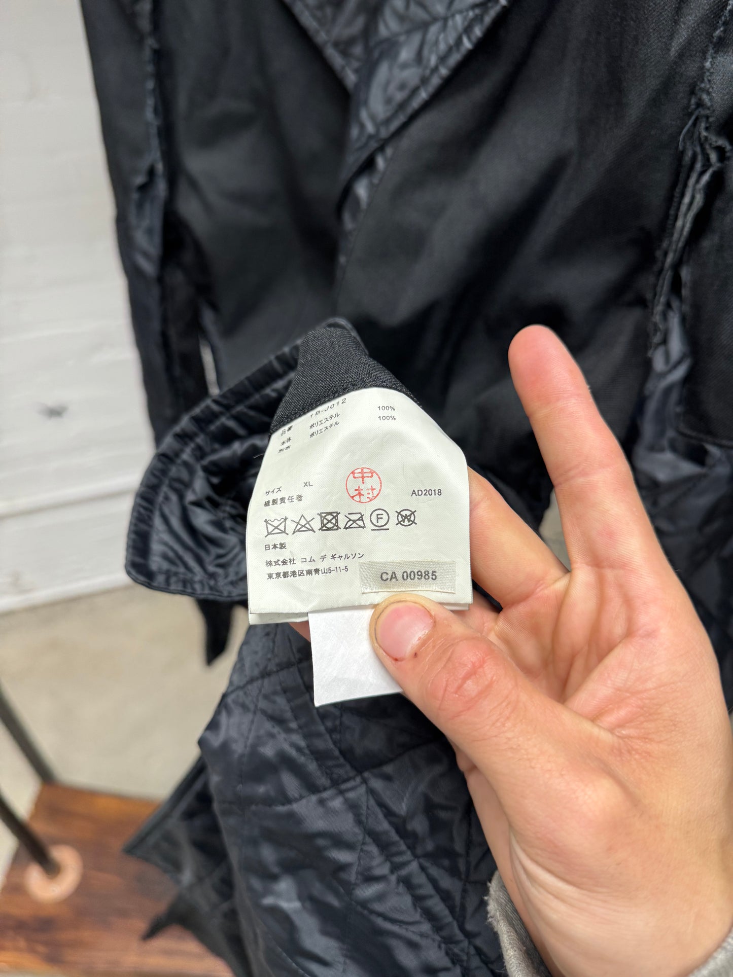 2018 Comme Des Garçons Black ‘Reconstructed’ Exposed Liner/Cotton Long Coat