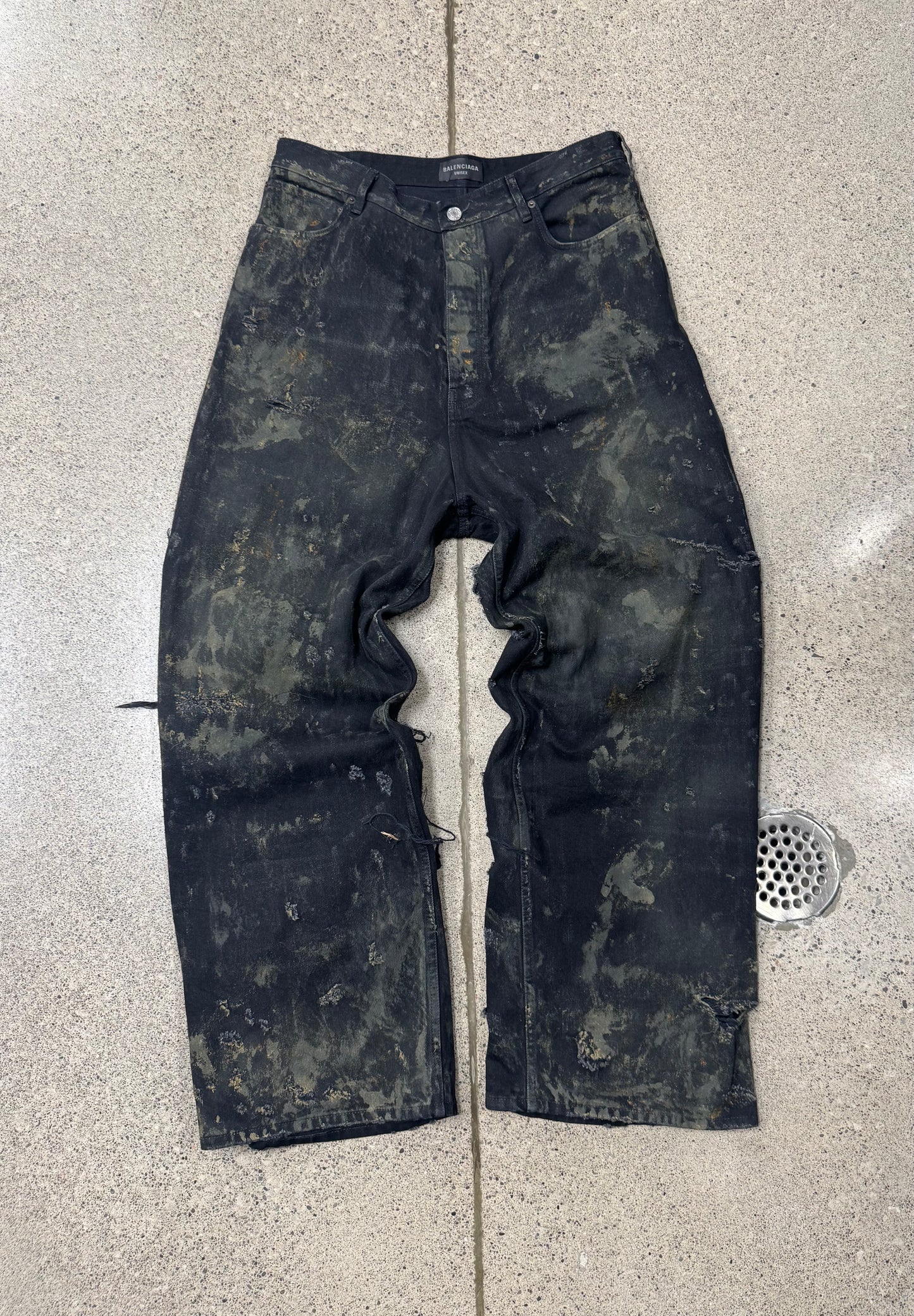 SS2023 Balenciaga ‘Mudshow’ Destroyed Mud Wash Wide Leg Denim